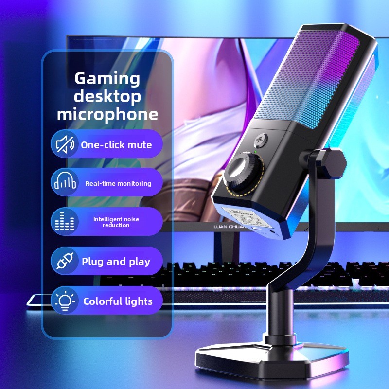 Esports & Gaming Optics Gmbh - RGB-Mikrofon für Gaming, E-Sport, Live-Übertragungen, Geräuschunterdrückung,