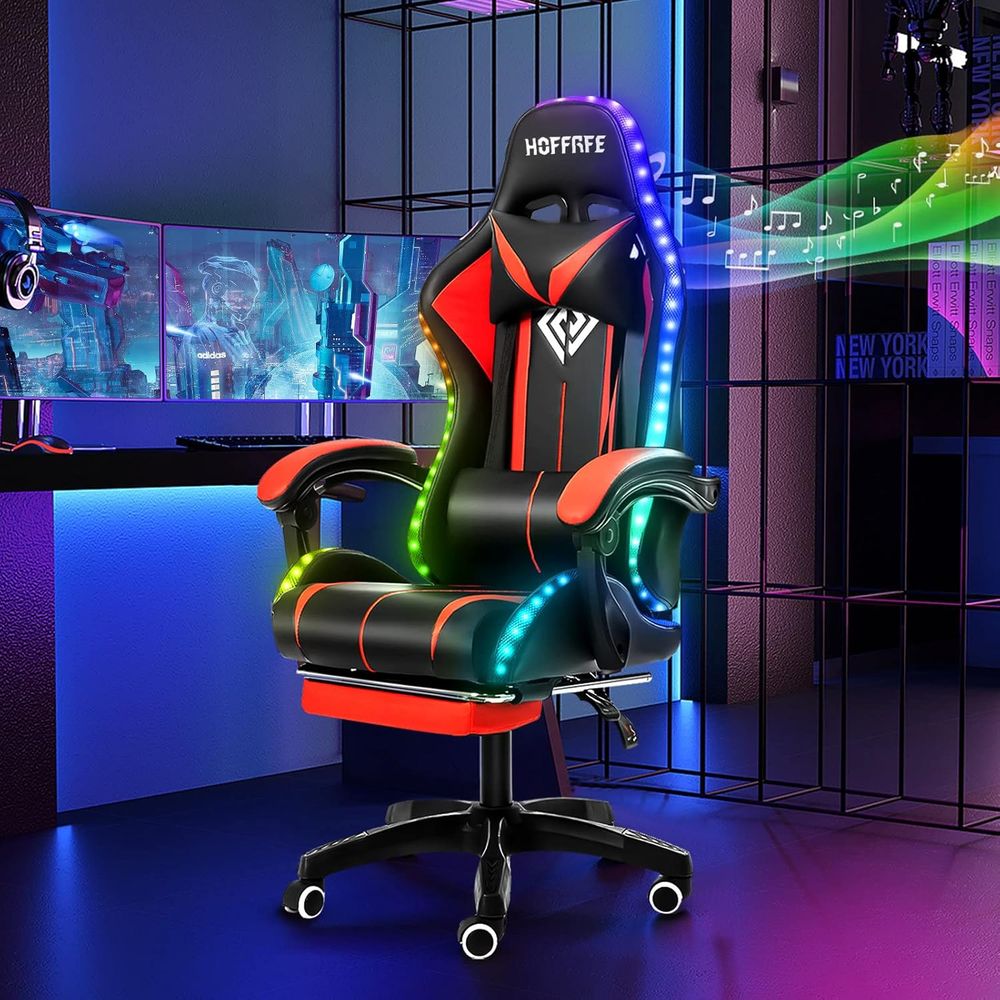 Rgb Gaming Chair - RGB-Gaming-Stuhl mit Lautsprechern, Massagefunktion, LED-Beleuchtung und