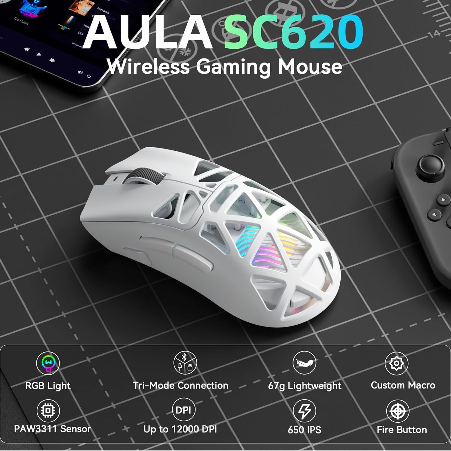 AULA SC620 Kabellose Maus Kabe – Esports Gaming Mouse Weight Adjustable Bewertung und Preis